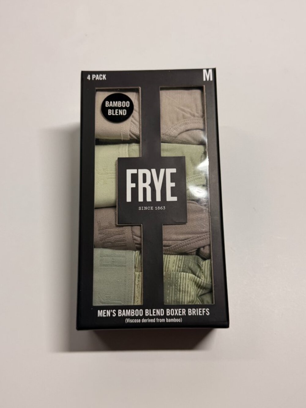 FRYE Bamboo Blend Boxer Briefs - 4 Pack - NWT - Green & Tan Earth Tones